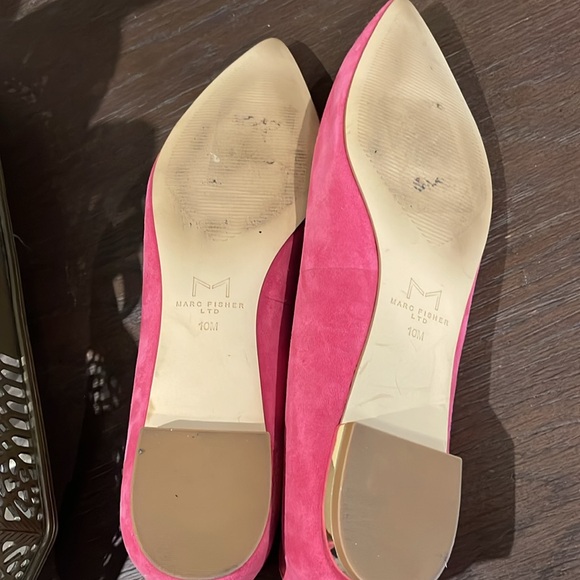 Marc Fisher Ltd. Pink Suede Pointed Toe Flats, 10 - Picture 5 of 6